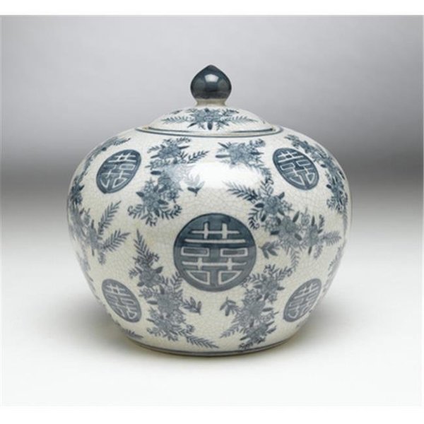 Aa Importing AA Importing 59751 Blue & White Round Jar with Lid 59751